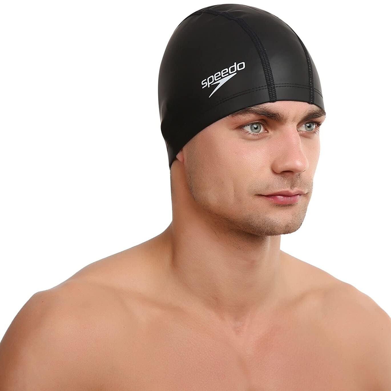 Unisex Adult Polyester Swim Cap (Black) 2/2