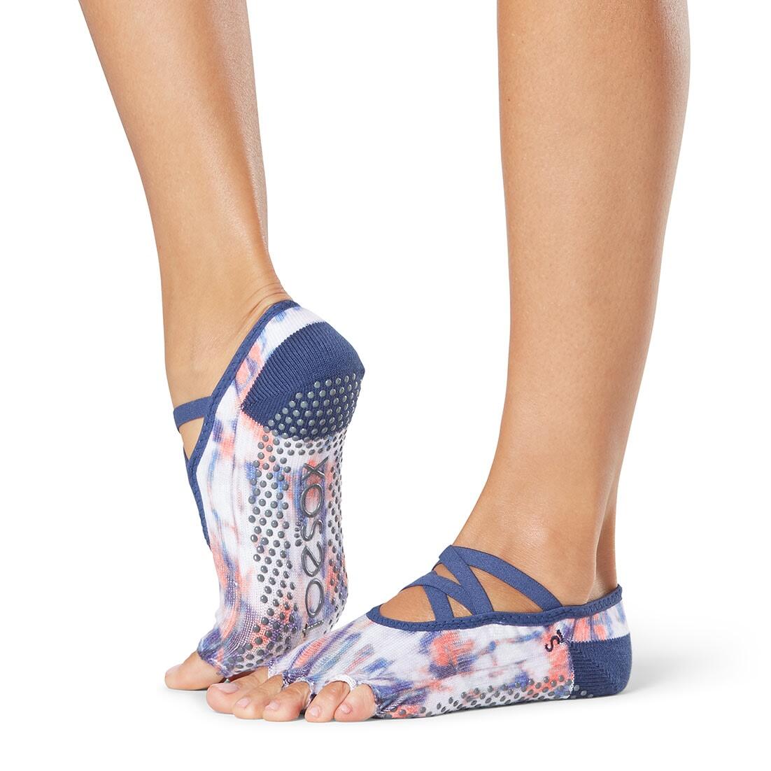 FITNESS-MAD Womens/Ladies Elle Santa Fe Half Toe Socks (Blue/White/Peach)