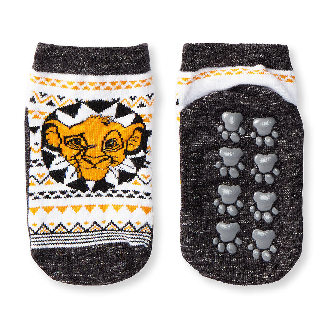 Childrens/Kids Tiny Soles The Lion King Ankle Socks (Pack of 2) (Grey/Orange) 3/4