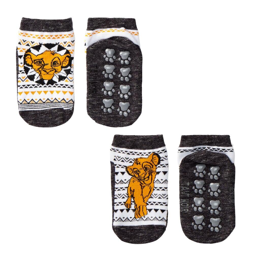 FITNESS-MAD Childrens/Kids Tiny Soles The Lion King Ankle Socks (Pack of 2) (Grey/Orange)