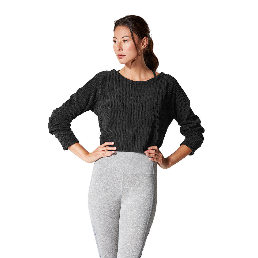 FITNESS-MAD Womens/Ladies Warm Up Sweatshirt (Ebony)