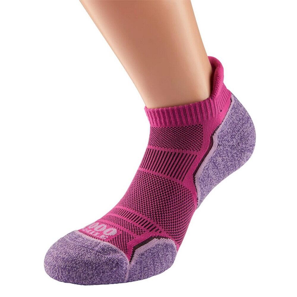 Womens/Ladies Run Ankle Socks (Pack of 2) (Hot Pink/Lavender/Blue) 2/4