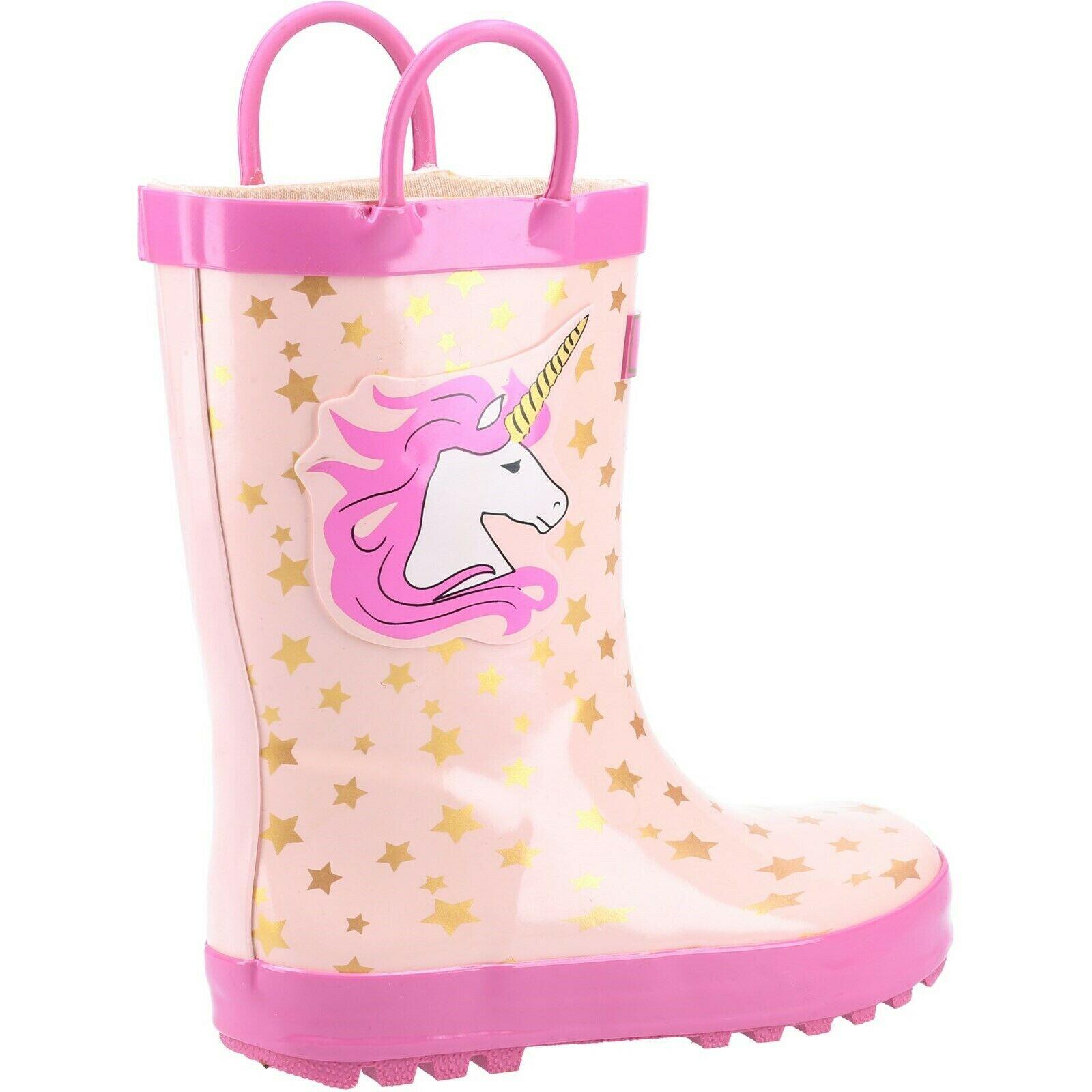 Childrens/Kids Puddle Unicorn Wellington Boots (Pink) 2/5