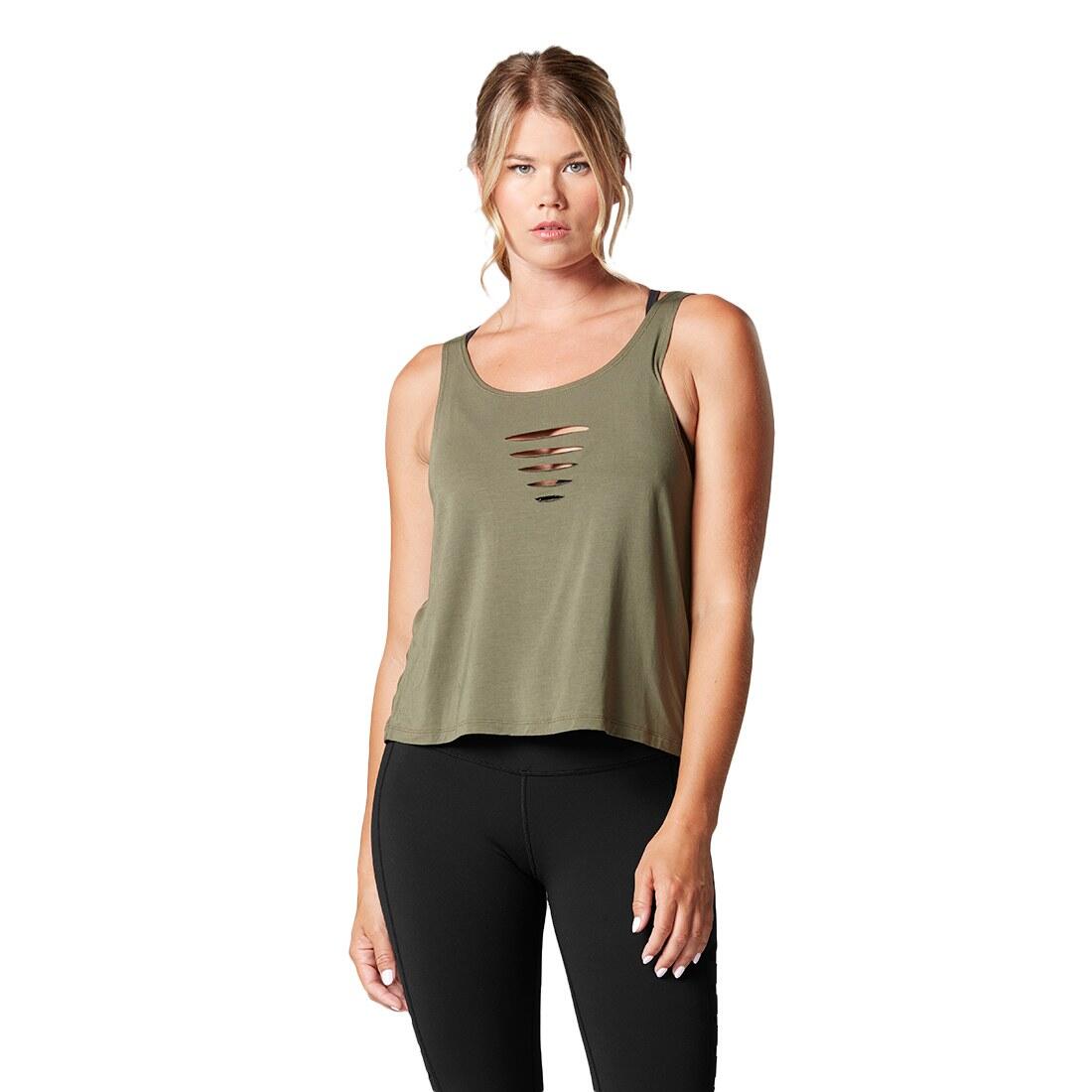 Womens/Ladies Laser Cut Tank Top (Green) 1/3