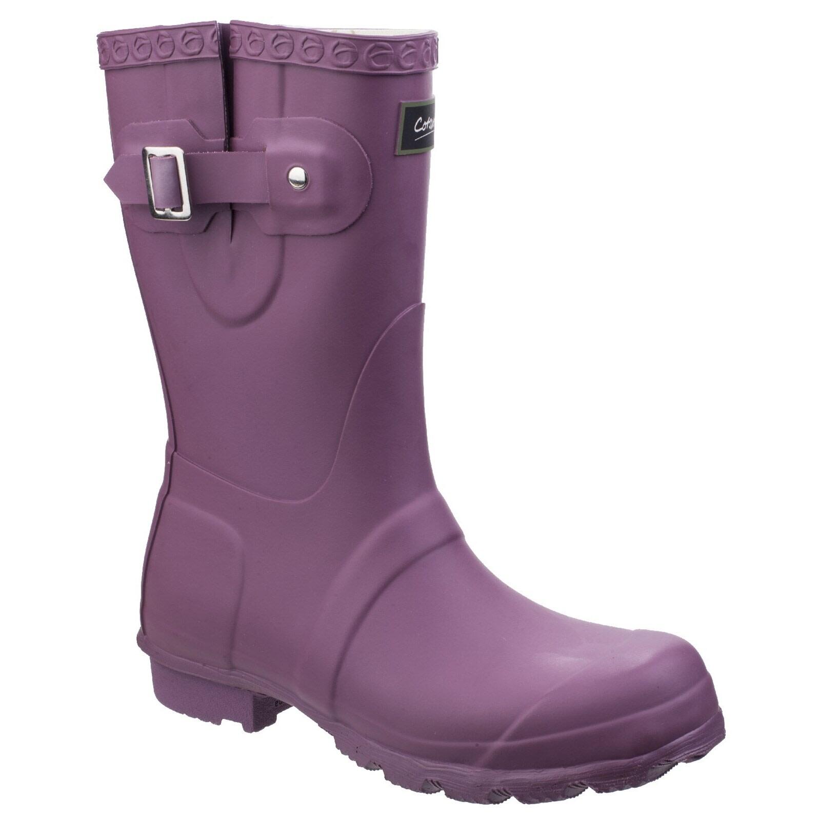 Womens/Ladies Windsor Short Waterproof Pull On Wellington Boots (Purple) 1/5