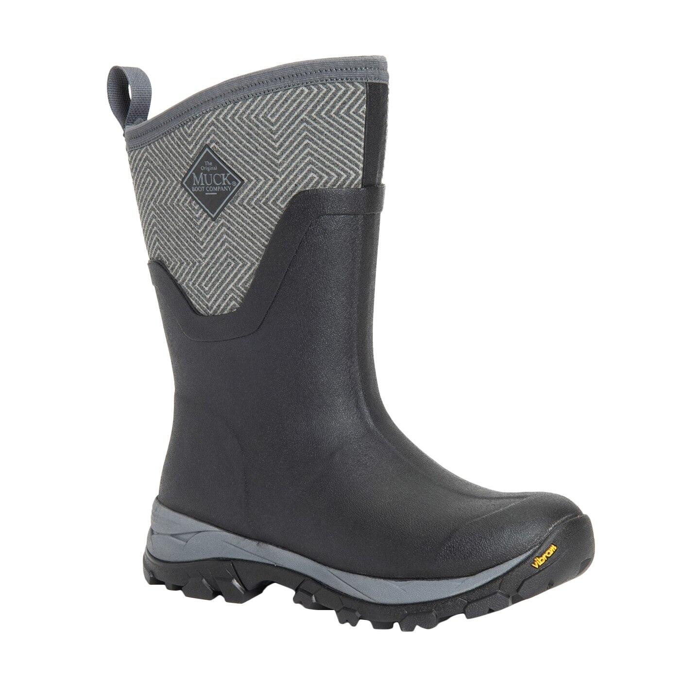 MUCK BOOTS Womens/Ladies Arctic Ice Vibram Geometric Wellington Boots (Black/Grey)