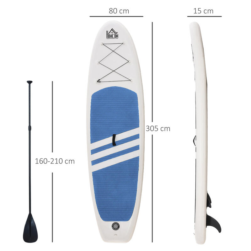 Tabla de Paddle Surf Hinchable HOMCOM 305x80x15 cm Blanco