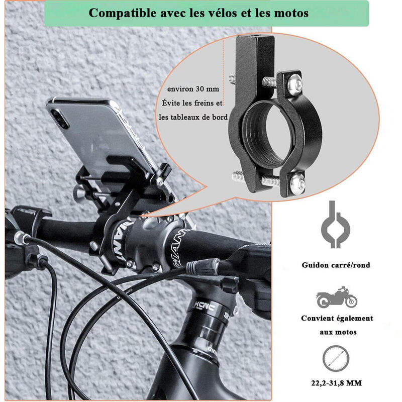 Support Téléphone Vélo Support Métallique de Smartphone