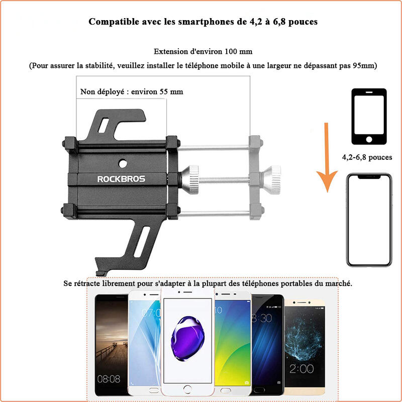 Support Téléphone Vélo Support Métallique de Smartphone