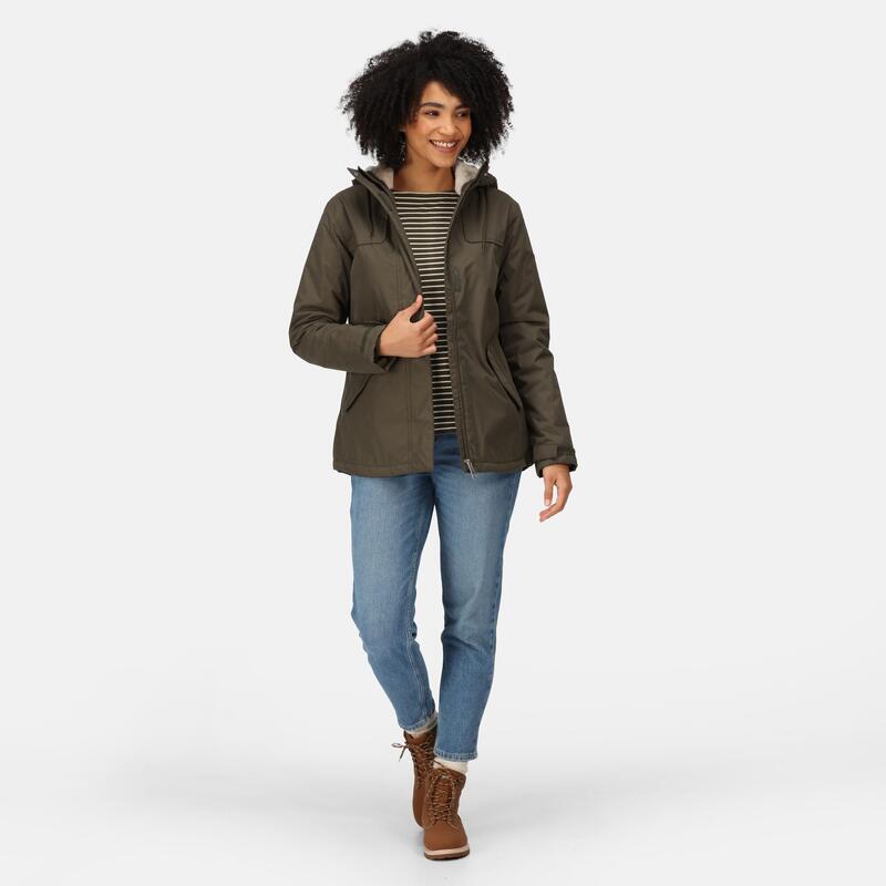 Bria Veste imperméable doublée de fausse fourrure pour femme