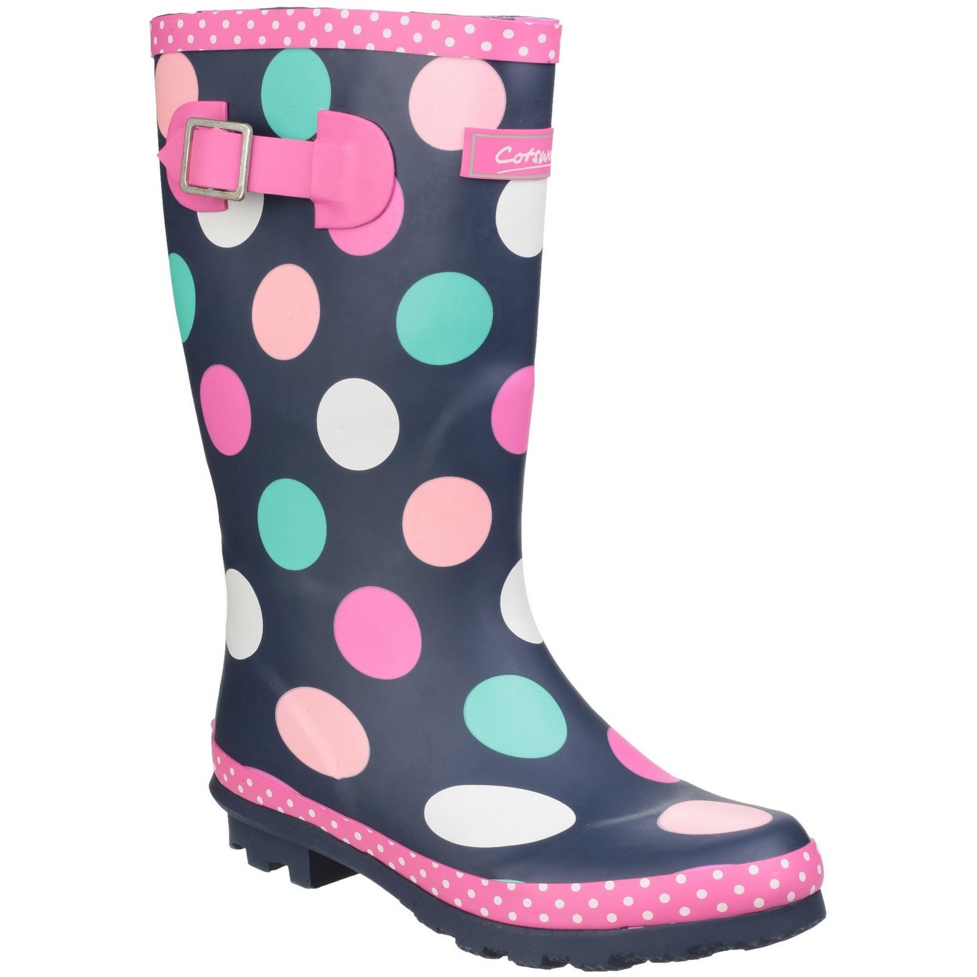 COTSWOLD Childrens Girls Dotty Spotted Wellington Boots (Multicoloured)