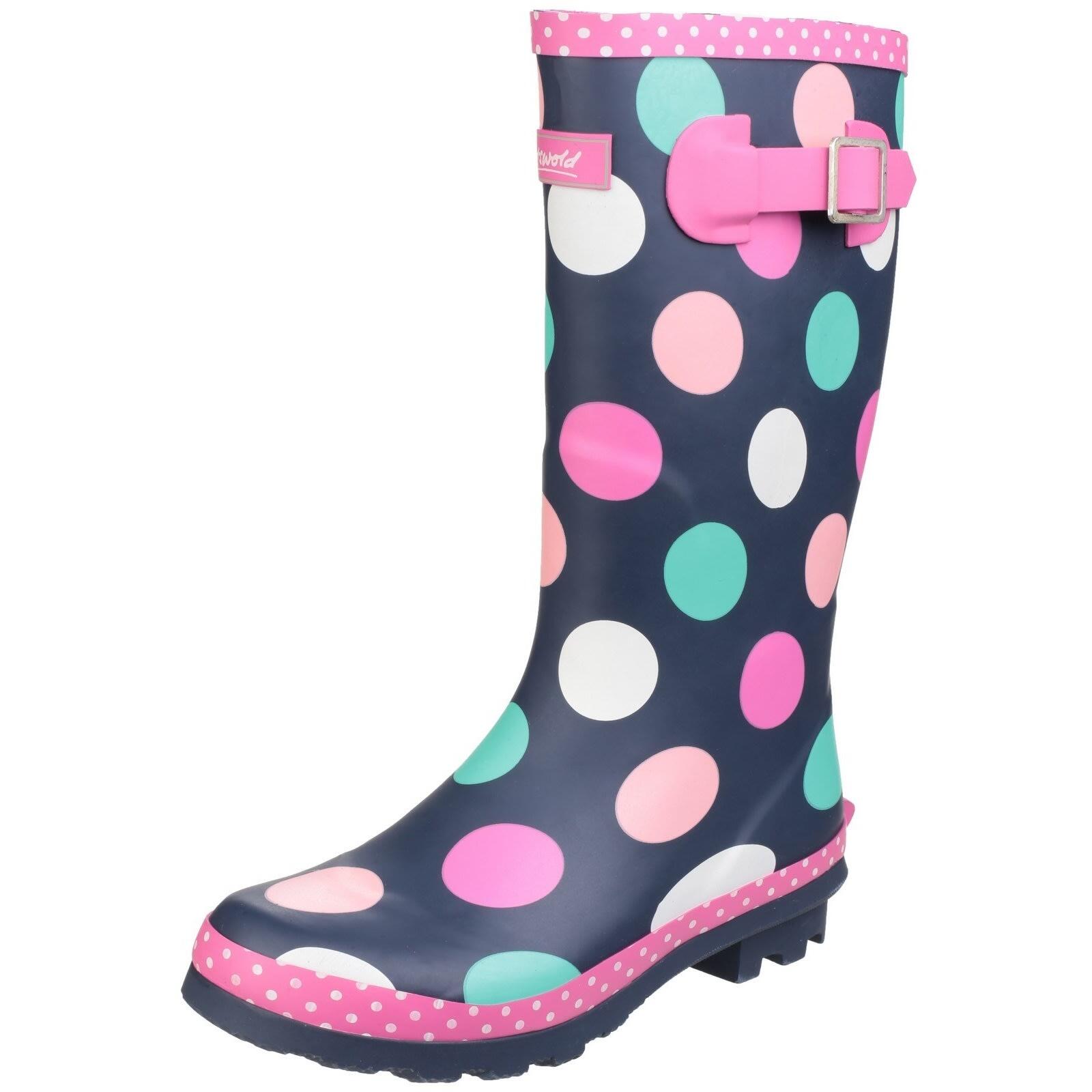 Childrens Girls Dotty Spotted Wellington Boots (Multicoloured) 4/5
