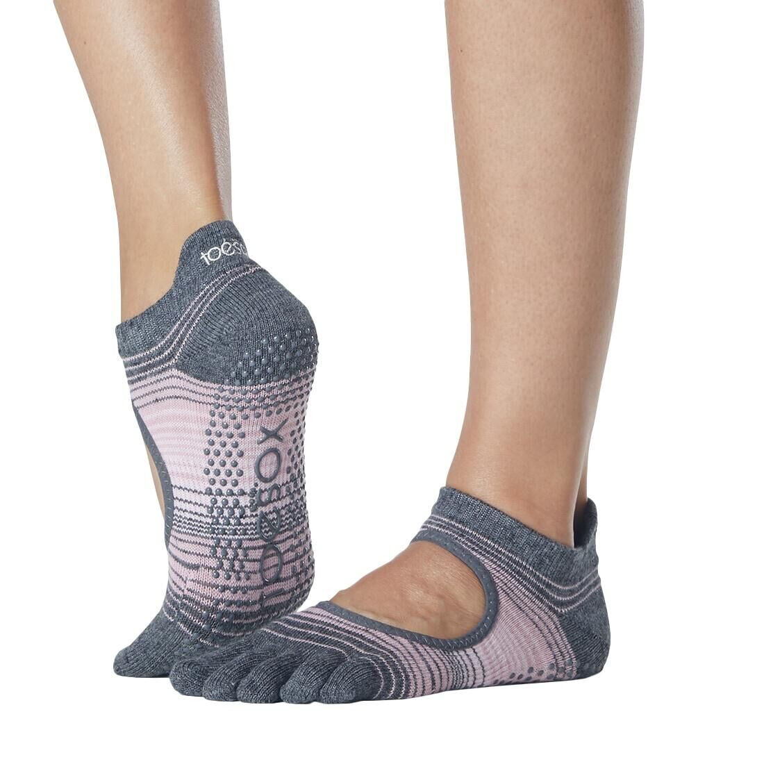 FITNESS-MAD Womens/Ladies Bellarina Echo Toe Socks (Grey/Pink)