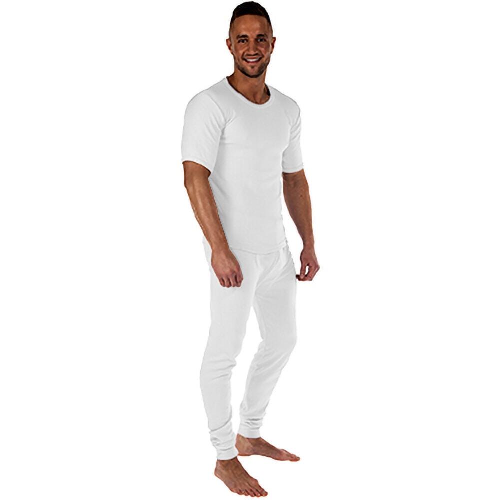 Mens Thermal Underwear Long Johns (White) 2/3