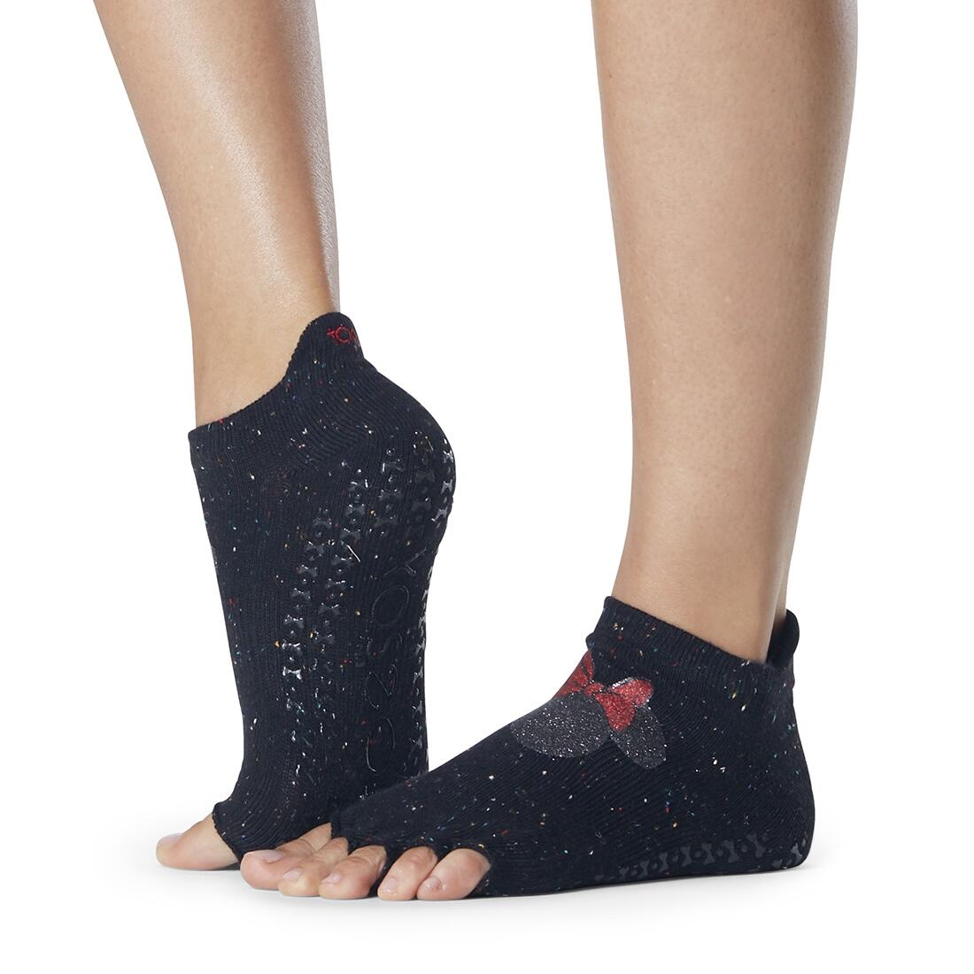 FITNESS-MAD Womens/Ladies Minnie Mouse Confetti Half Toe Socks (Black/Grey/Red)