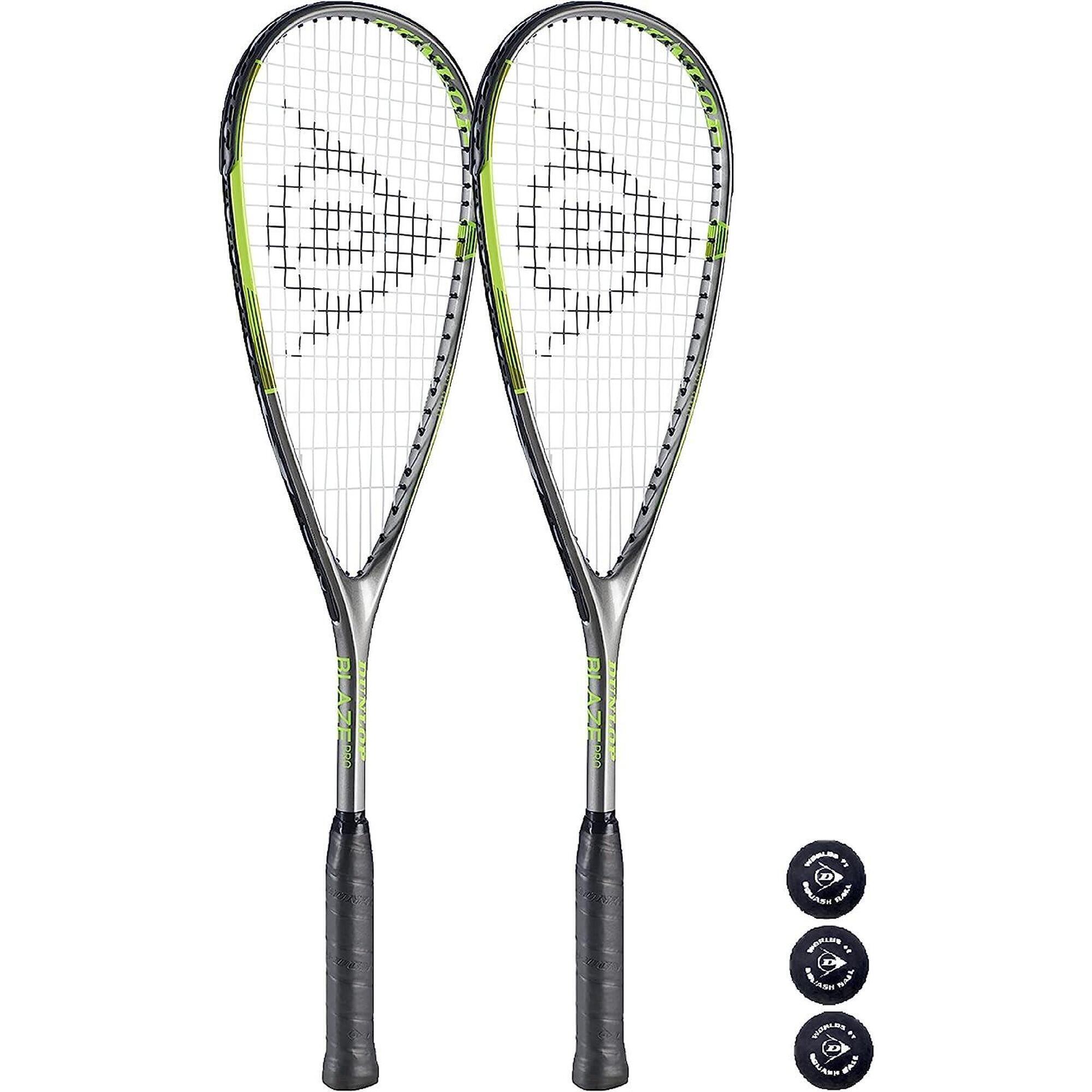 Dunlop Blaze Pro 5.0 Squash Racket Twin Set & 3 Squash Balls 1/1