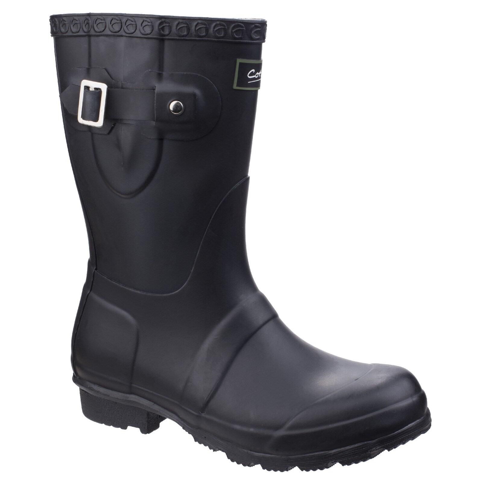 Womens/Ladies Windsor Short Waterproof Pull On Wellington Boots (Black) 1/5