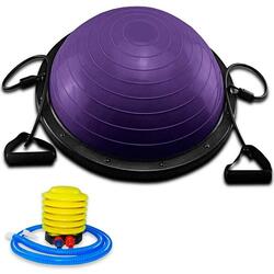 Semiesfera de Equilibrio StrongerFit 58 cm Morada con Tensores e Inflador