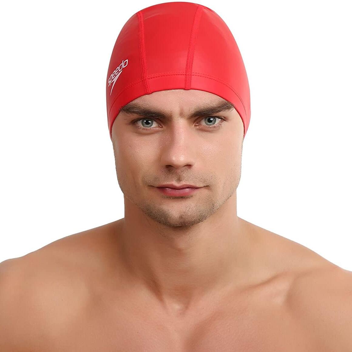 Unisex Adult Polyester Swim Cap (Red) 2/2