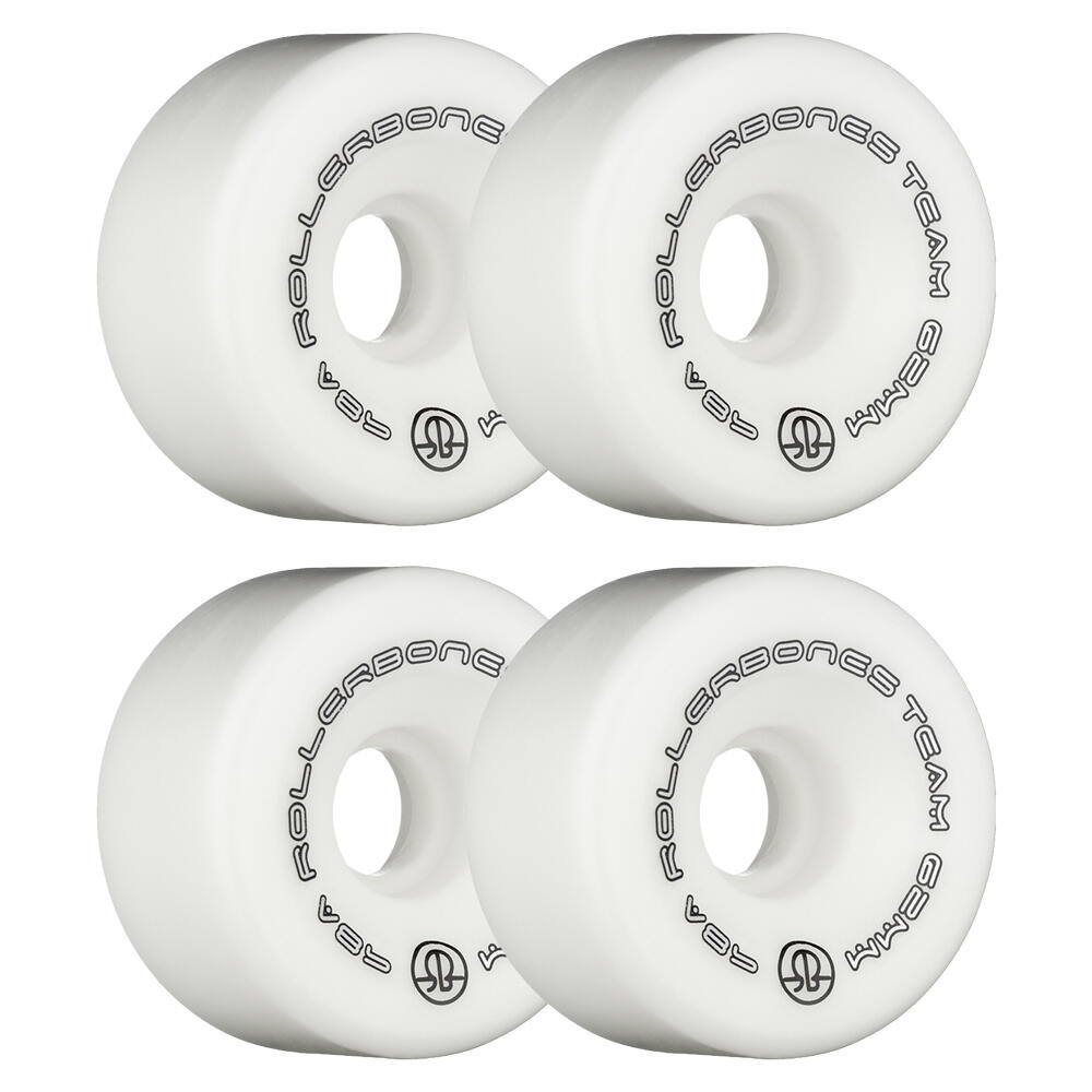 ROLLERBONES TEAM LOGO – INDOOR QUAD ROLLER SKATE WHEELS – 62MM 98A – SET OF 8 2/5