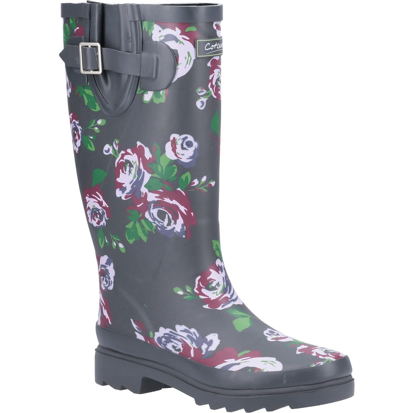 COTSWOLD Womens/Ladies Blossom Wellington Boots (Black/Purple)