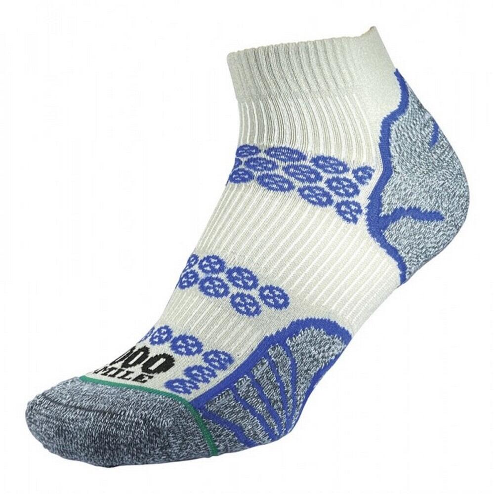 1000 MILE Mens Lite Ankle Socks (Silver/Royal Blue)