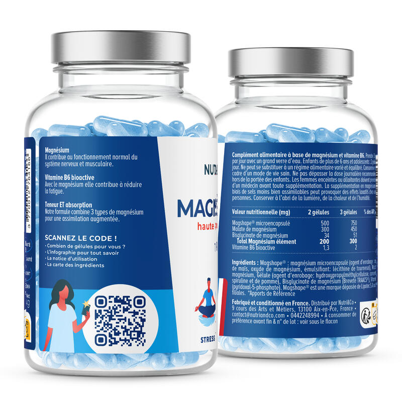 Magnésium + Vit B6 - Tonus et Récupération Musculaire - 120 Gélules