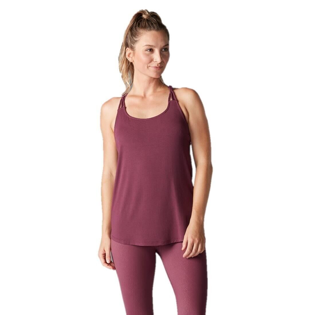 FITNESS-MAD Womens/Ladies Braided Strap Tank Top (Garnet)