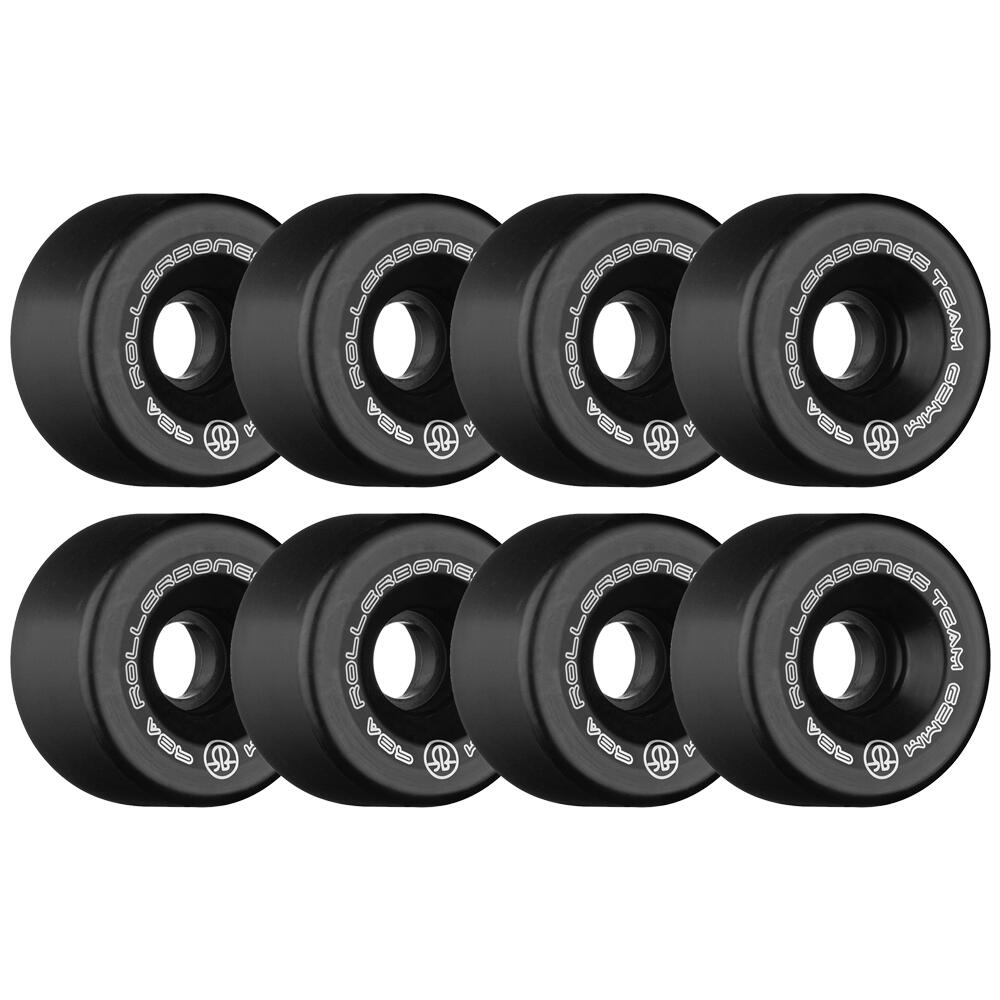 ROLLERBONES TEAM LOGO – INDOOR QUAD ROLLER SKATE WHEELS – 62MM 98A – SET OF 8 3/5