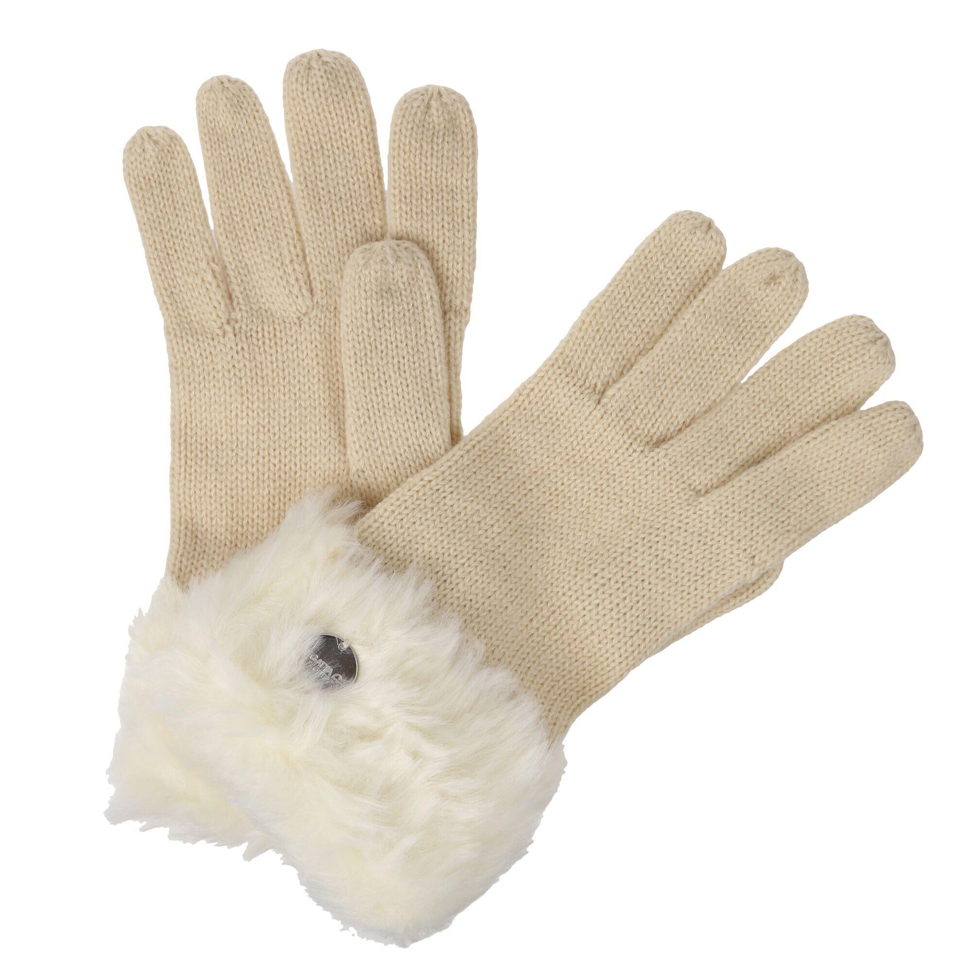 REGATTA Womens/Ladies Kimberley Walsh Luz II Faux Fur Gloves (Light Vanilla)