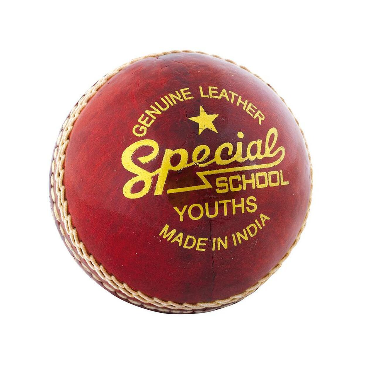 Childrens/Kids Special School Leather Cricket Ball (Red) 1/3