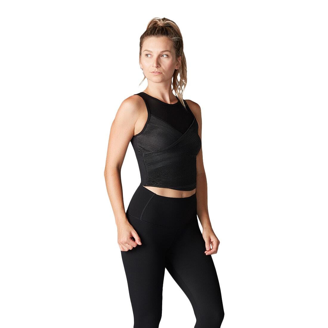 Womens/Ladies Pleated Sports Bra (Black) 1/4