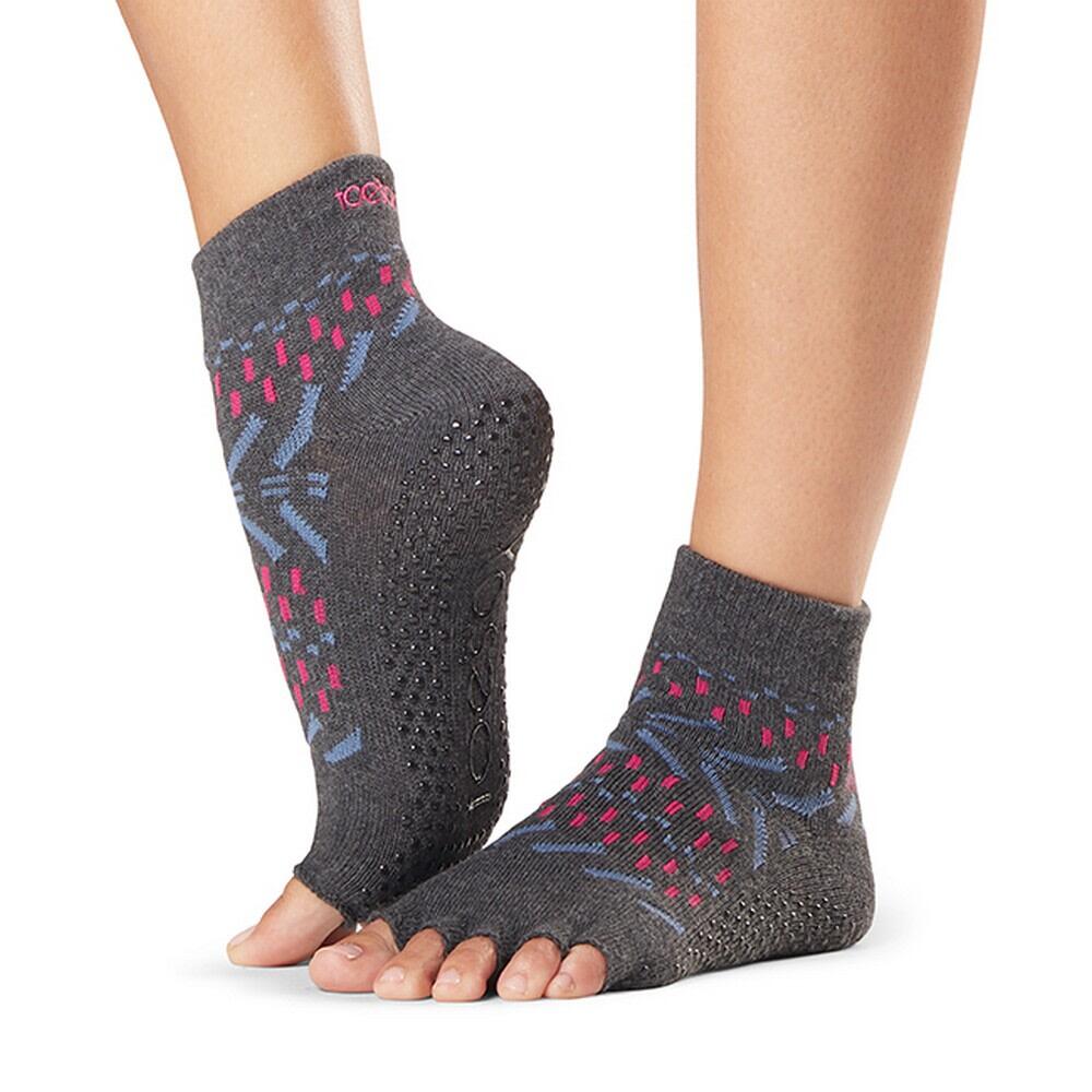 FITNESS-MAD Womens/Ladies Festival Half Toe Socks (Grey/Pink/Blue)