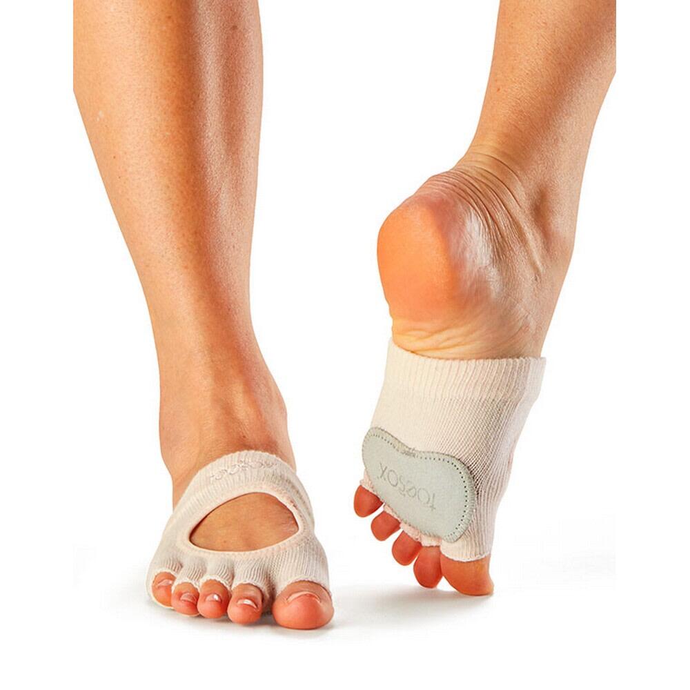 FITNESS-MAD Unisex Adult Releve Dance Half Toe Socks (Cream)