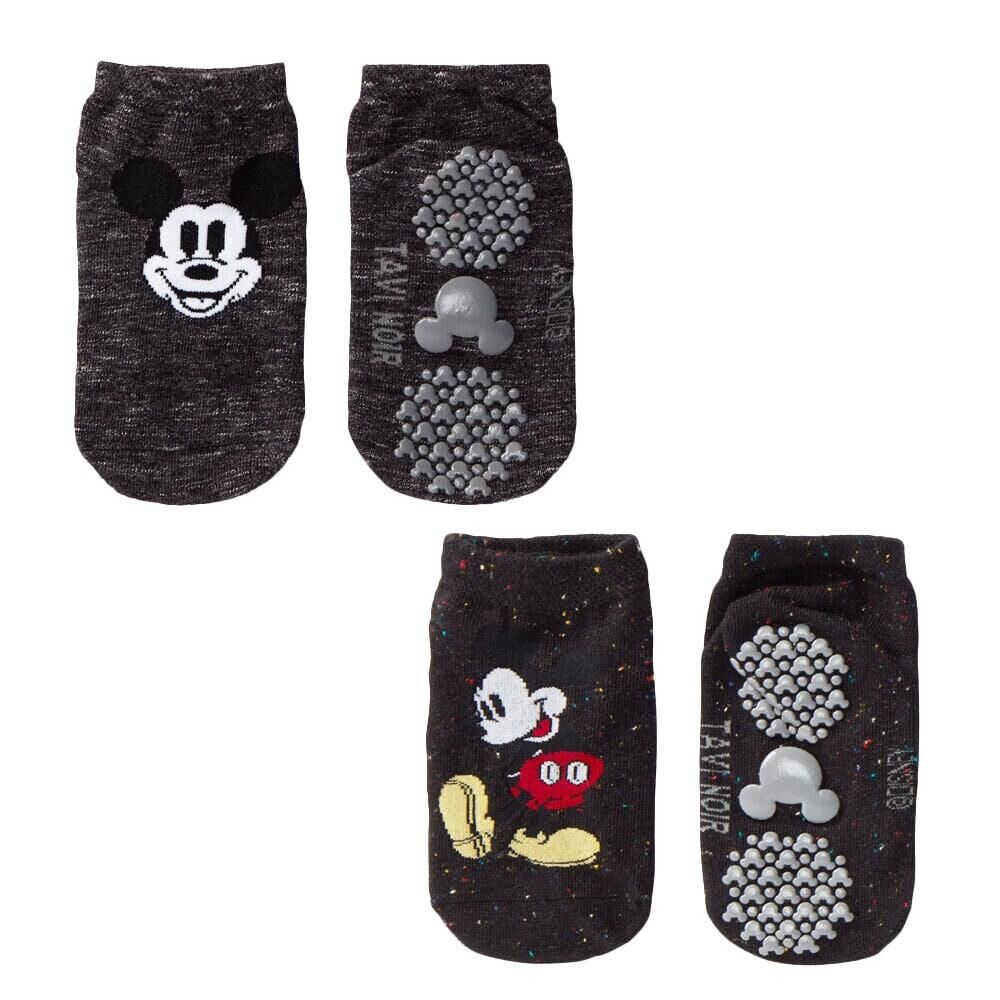 FITNESS-MAD Childrens/Kids Tiny Soles Mickey Mouse Disney Ankle Socks (Pack of 2) (Charcoal)