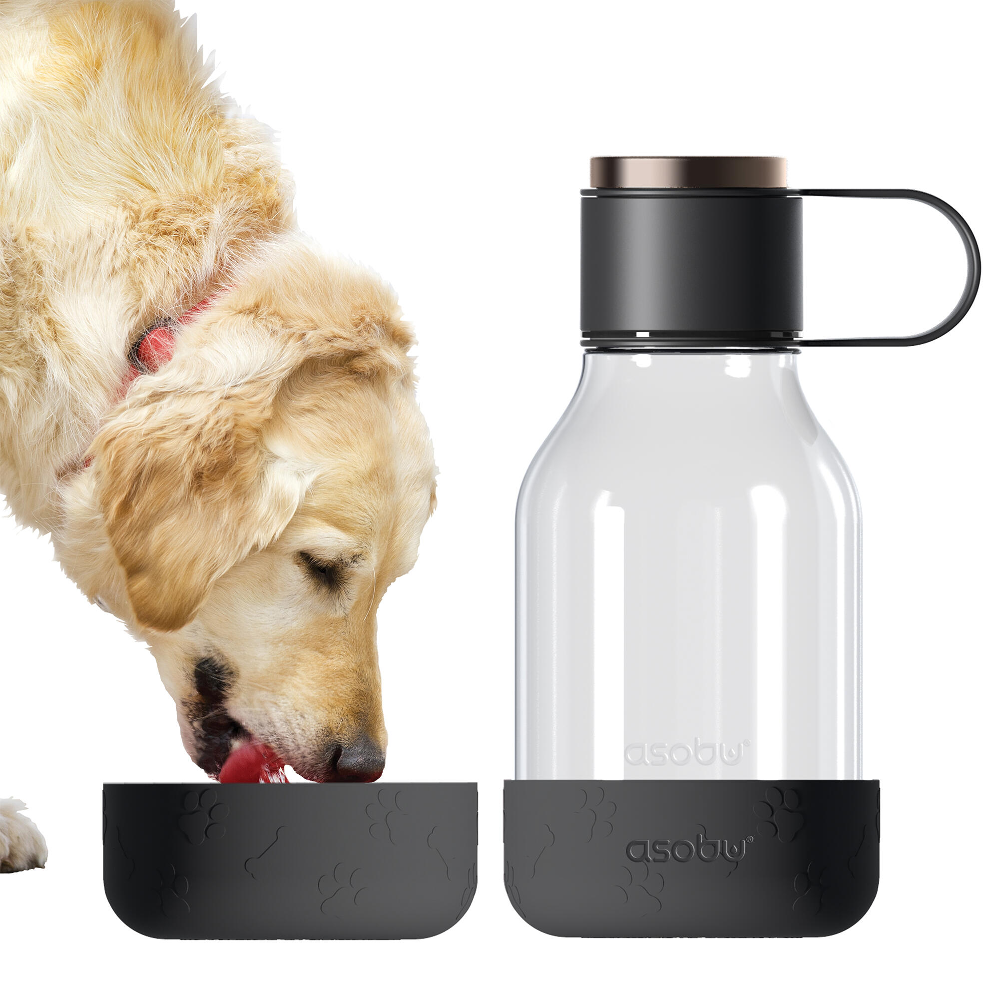Tritan Water Bottle with Dog Bowl Black 1.5 Litre ASOBU Decathlon