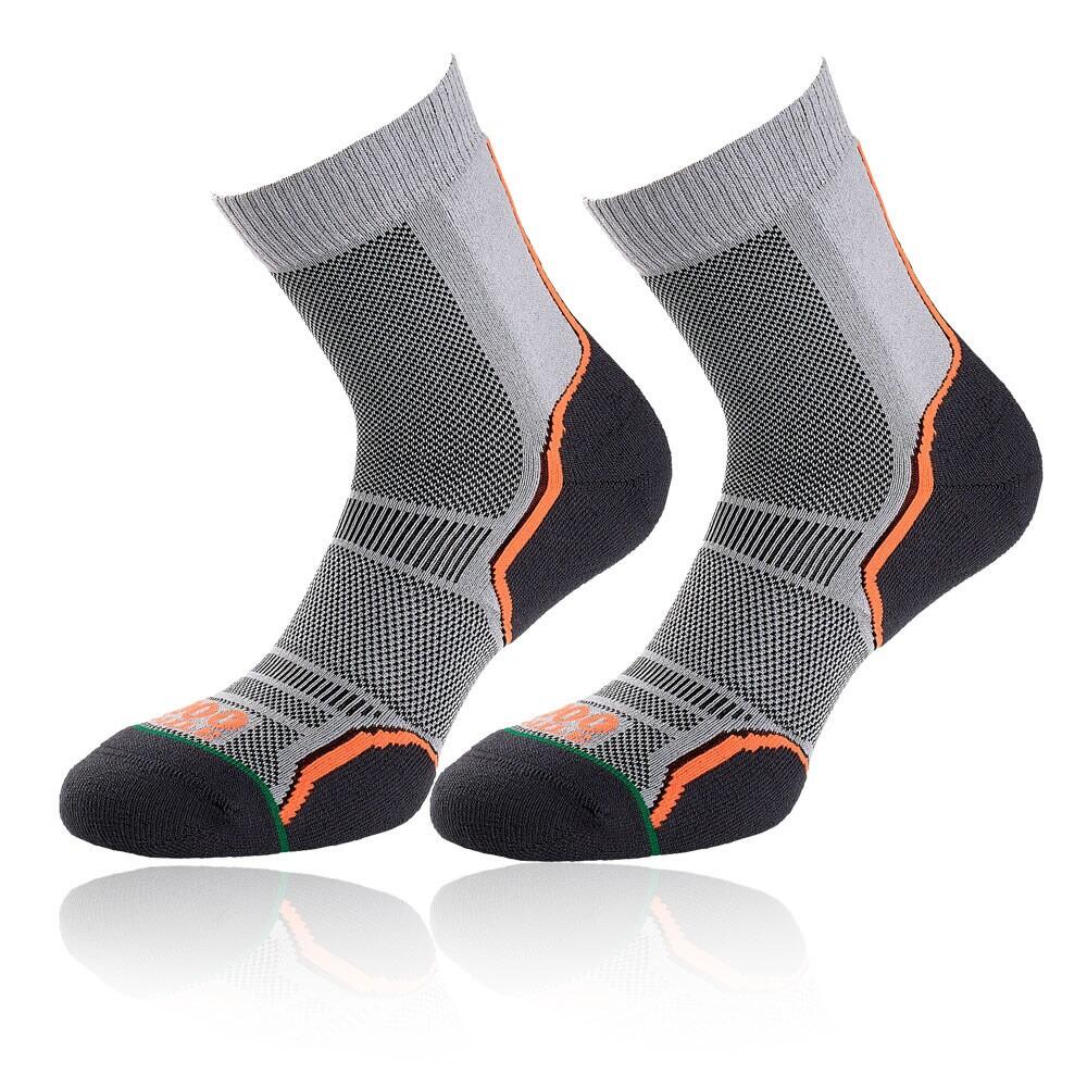 1000 MILE Womens/Ladies Trail Socks (Pack of 2) (Grey/Orange/Black)