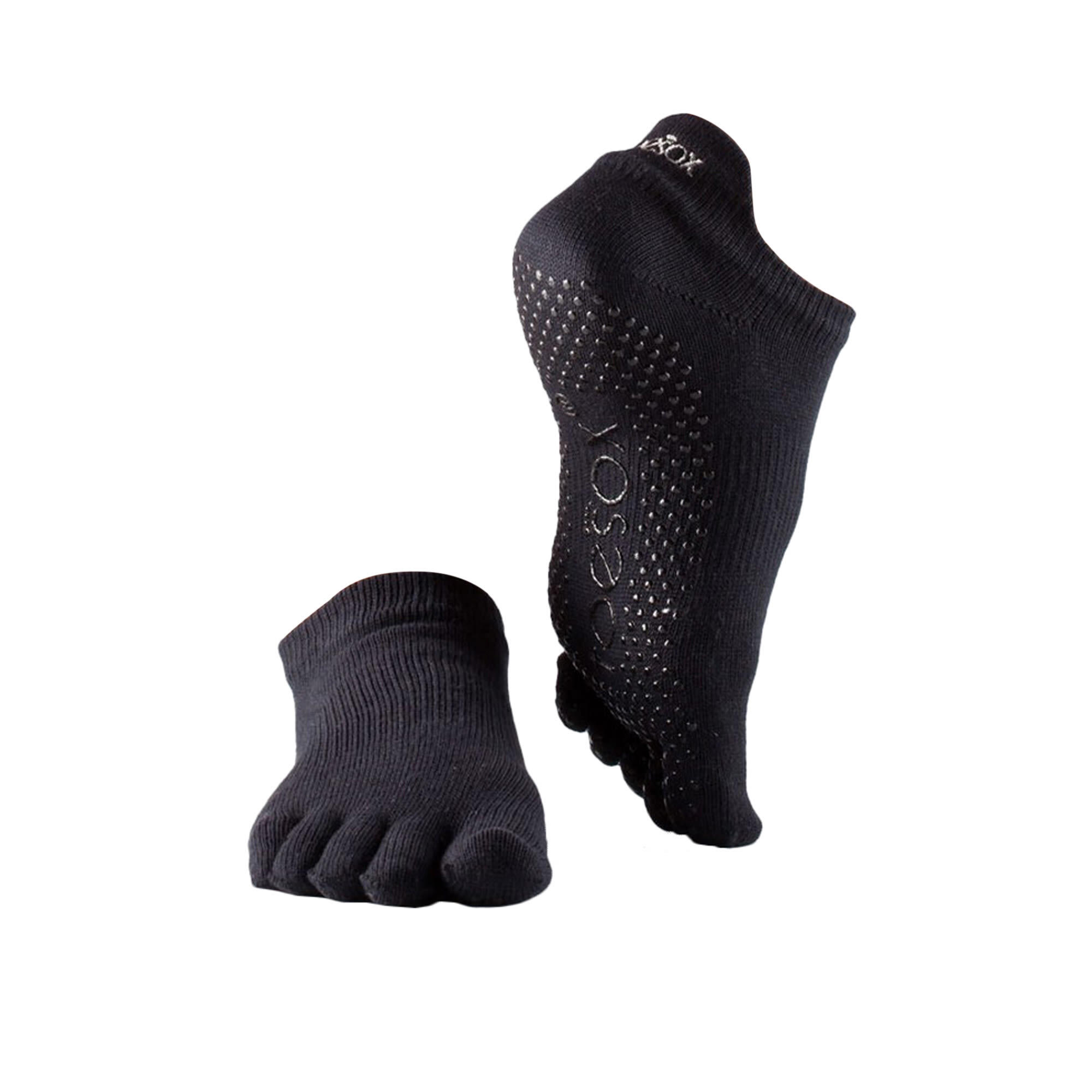 Womens/Ladies Low Rise Toe Socks (Black) 1/3