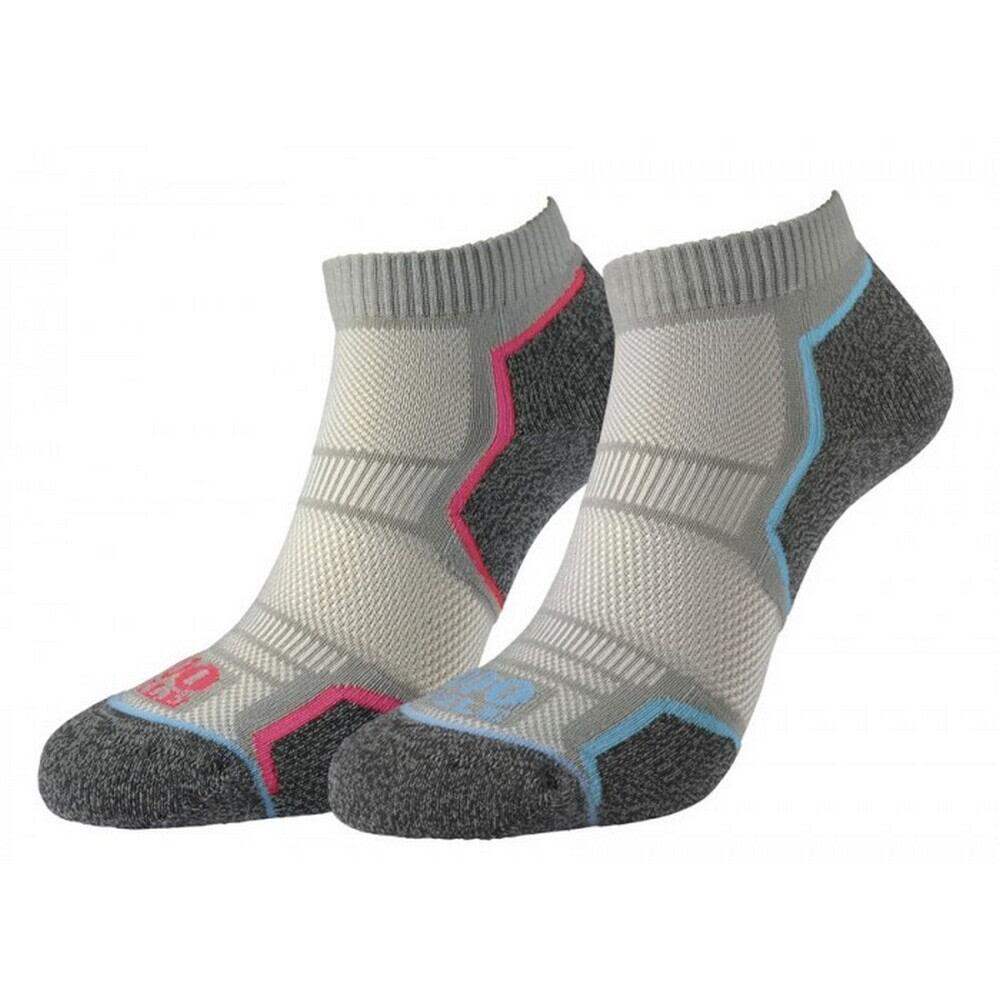 1000 MILE Womens/Ladies Ankle Socks (Pack of 2) (Silver/Grey)