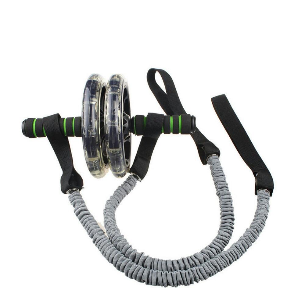 OZIO FITNESS Rueda Abdominal con 2 Tensores Elásticos y Alfombrilla Fitness