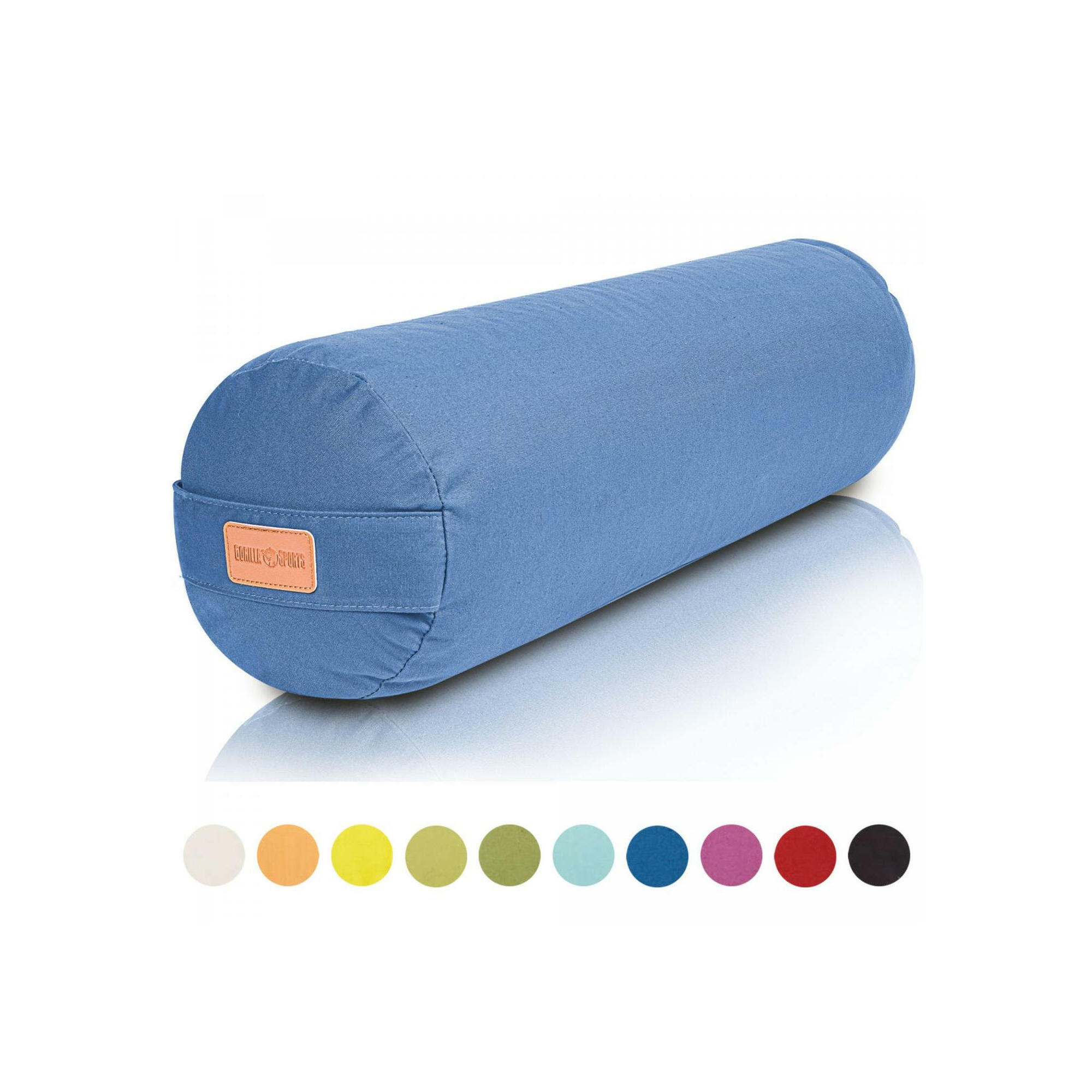 GORILLA SPORTS Yoga Bolster - Donker Blauw - 65 x 20 cm - Yoga kussen - Rond