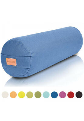 Yoga bolster - donker blauw - 65 x 20 cm - yoga kussen - rond