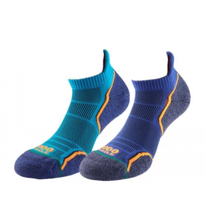 1000 MILE Mens Liner Socks (Pack of 2) (Blue)