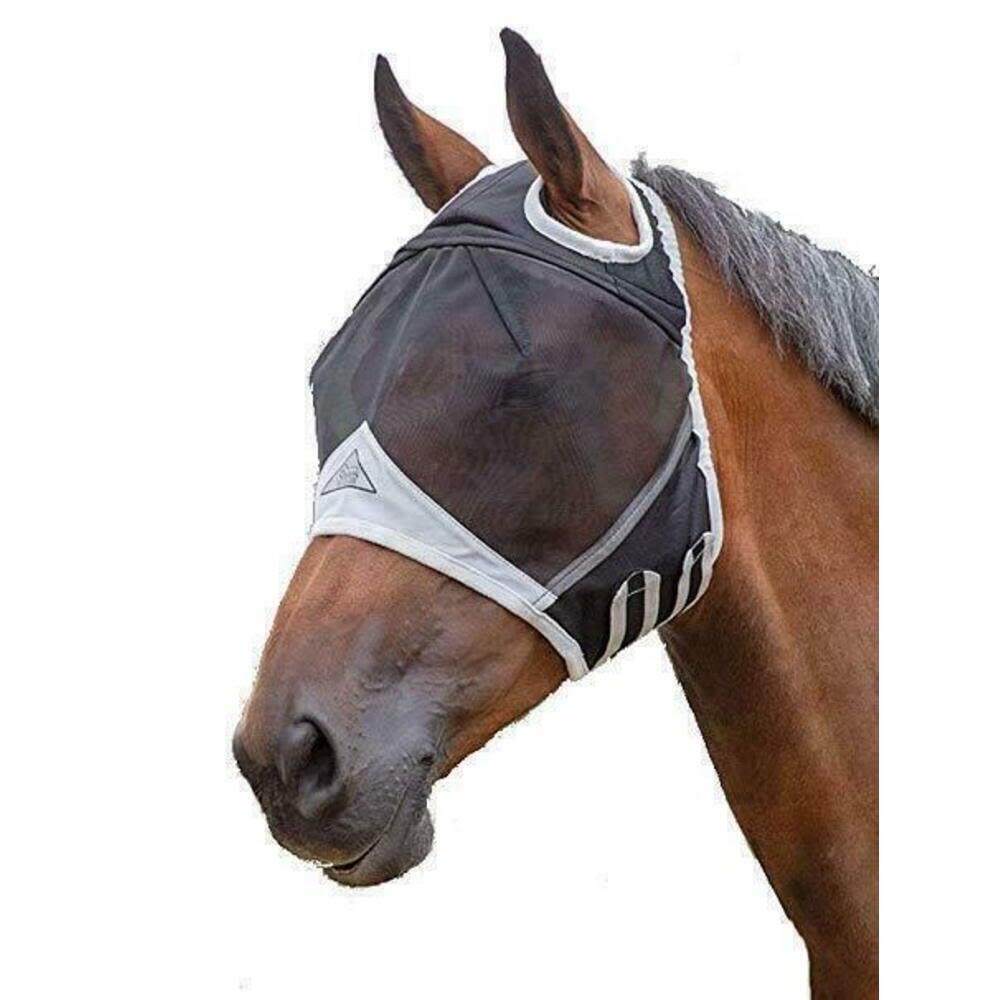 SHIRES Fine Mesh Ear Holes Horse Fly Mask (Black)