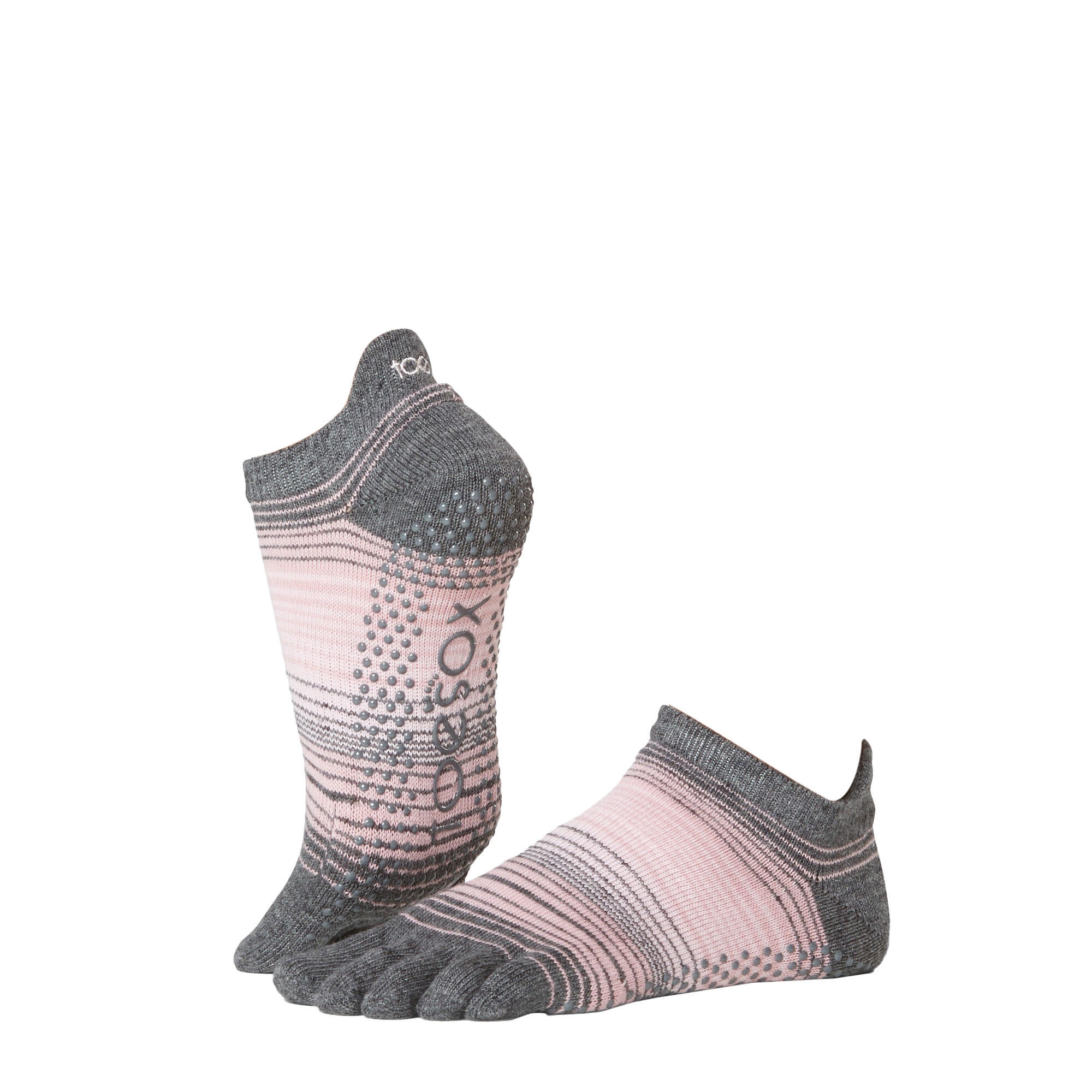 FITNESS-MAD Womens/Ladies Echo Toe Socks (Grey/Light Pink)