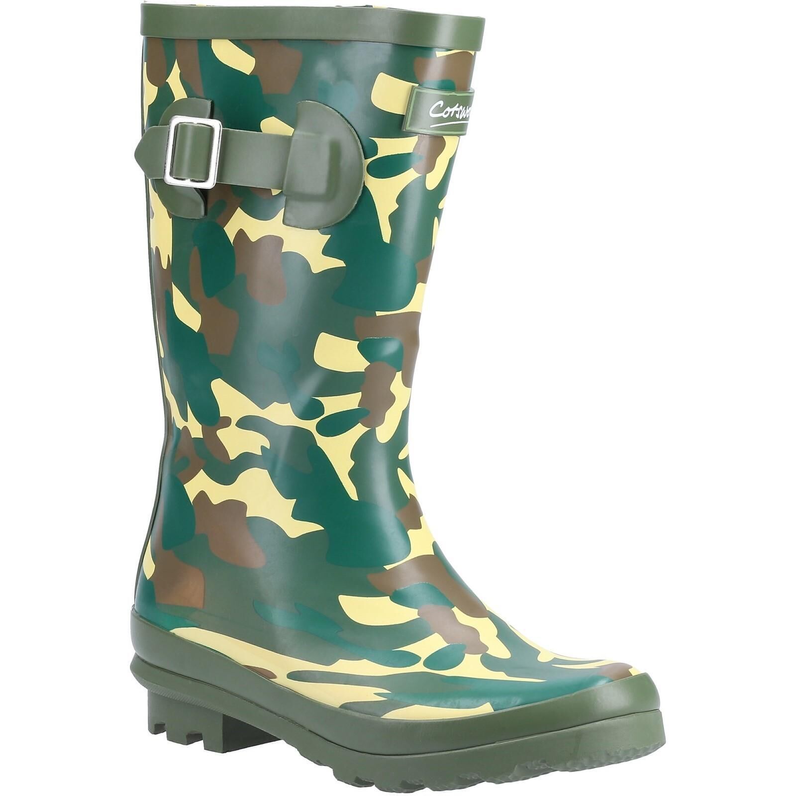 COTSWOLD Boys Innsworth Camo Wellington Boots (Green/Brown/Cream)