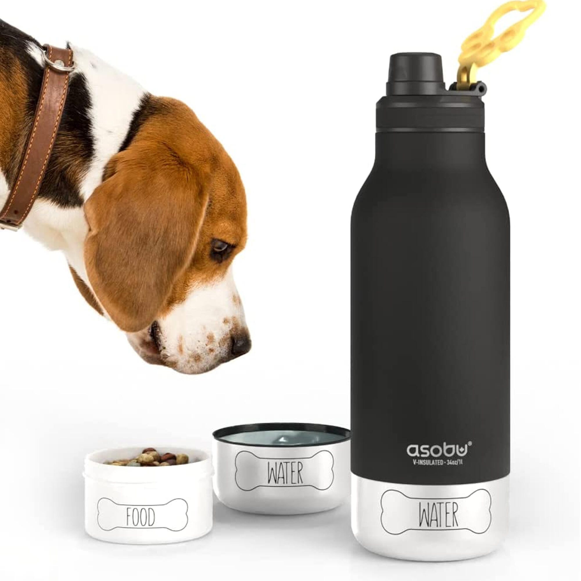 Buddy Water Bottle with Removable Dog Water Bowl Black 1005ml 2/5