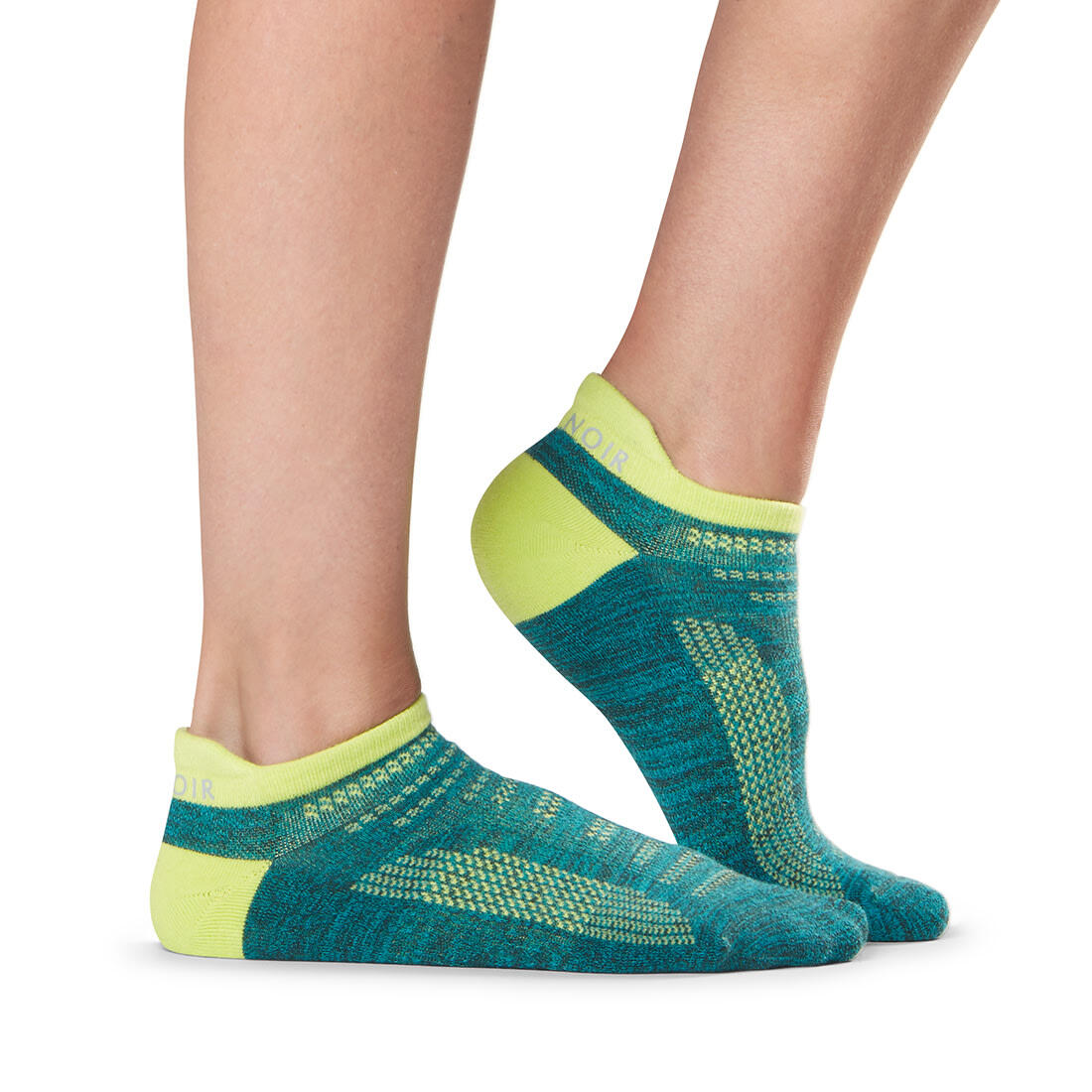 Womens/Ladies Two Tone Sports Socks (Teal/Lime Green) 1/3