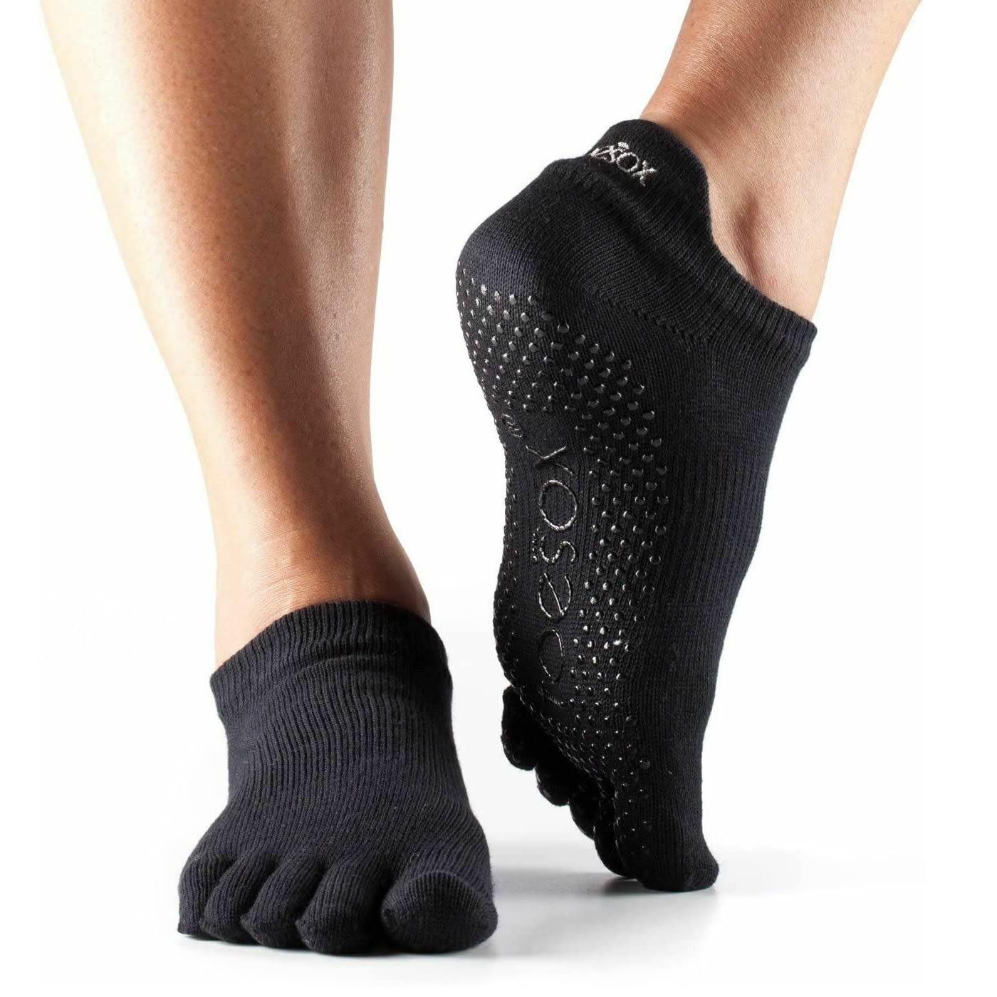 Unisex Adult Low Rise Toe Socks (Black) 1/2