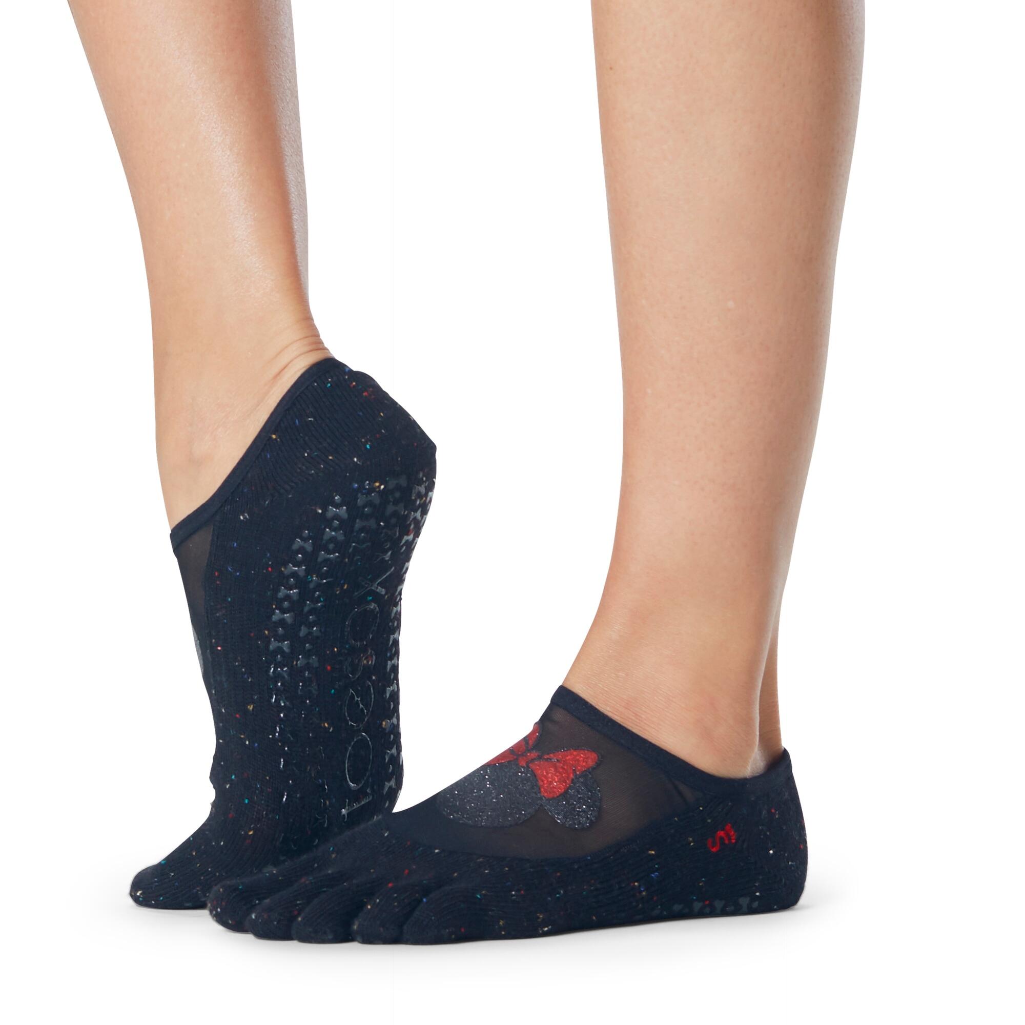 FITNESS-MAD Womens/Ladies Luna Confetti Minnie Mouse Disney Toe Socks (Black/Charcoal